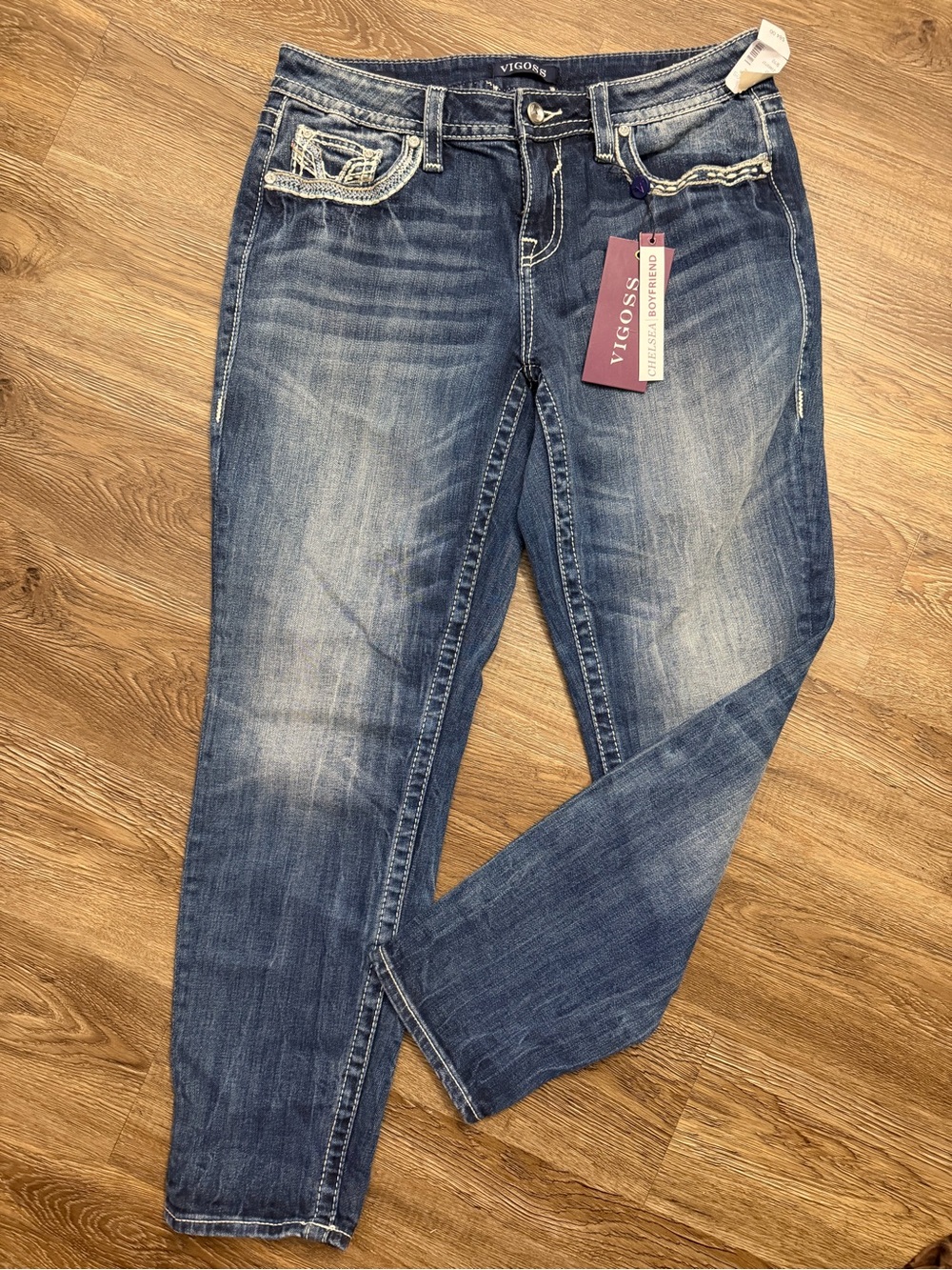 Vigoss Women's Chelsea Boyfriend Jeans - Blue Denim
